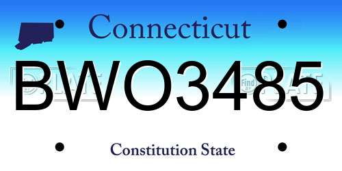 BWO3485 Connecticut License Plate