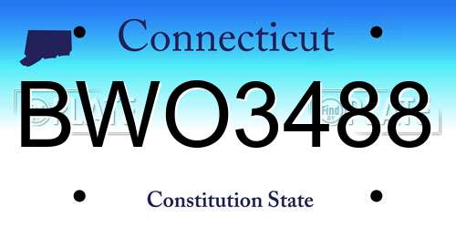BWO3488 Connecticut License Plate