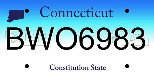 BWO6983 Connecticut License Plate