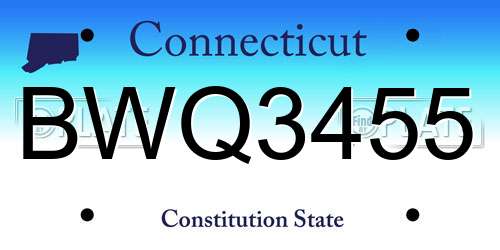 BWQ3455 Connecticut License Plate