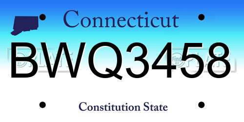 BWQ3458 Connecticut License Plate