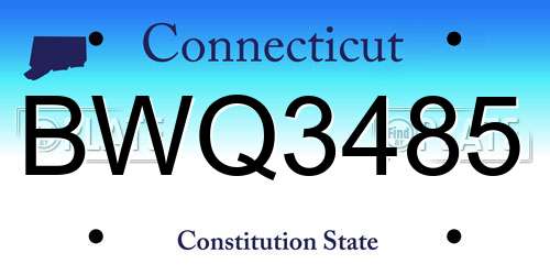 BWQ3485 Connecticut License Plate