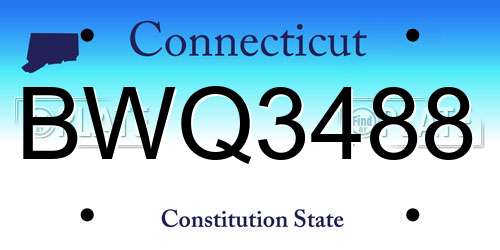 BWQ3488 Connecticut License Plate