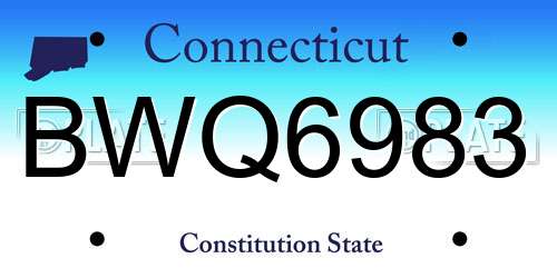 BWQ6983 Connecticut License Plate