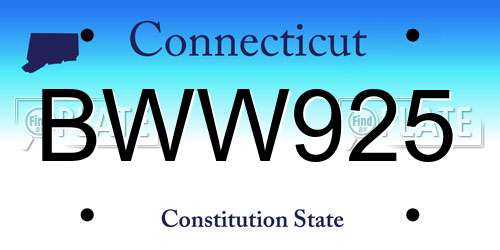 BWW925 Connecticut License Plate