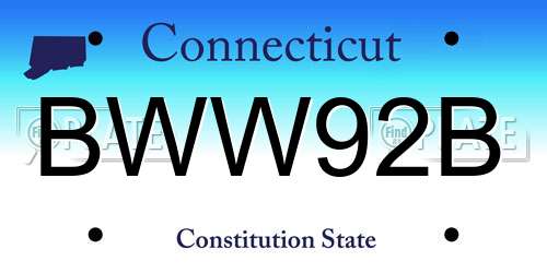 BWW92B Connecticut License Plate