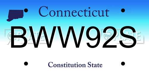 BWW92S Connecticut License Plate