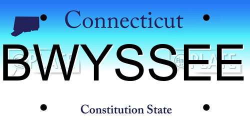 BWYSSEE Connecticut License Plate