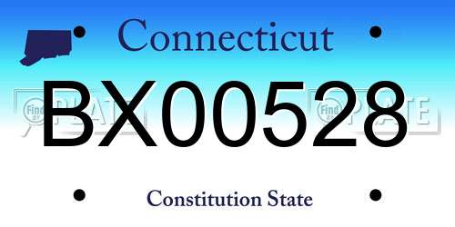 BX00528 Connecticut License Plate