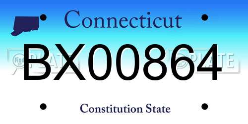 BX00864 Connecticut License Plate
