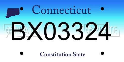 BX03324 Connecticut License Plate
