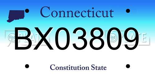 BX03809 Connecticut License Plate