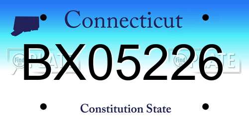 BX05226 Connecticut License Plate