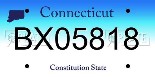 BX05818 Connecticut License Plate