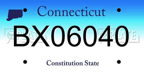 BX06040 Connecticut License Plate
