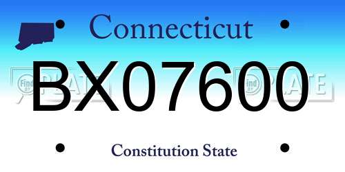 BX07600 Connecticut License Plate