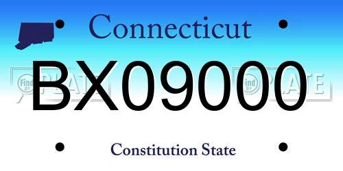 BX09000 Connecticut License Plate