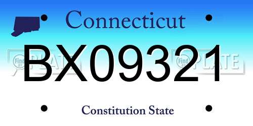 BX09321 Connecticut License Plate
