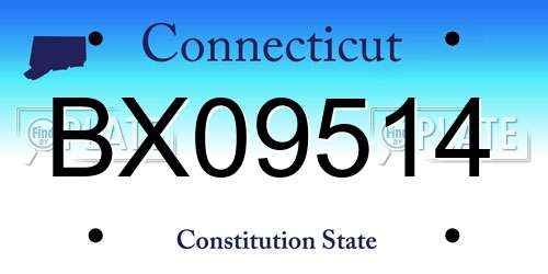 BX09514 Connecticut License Plate