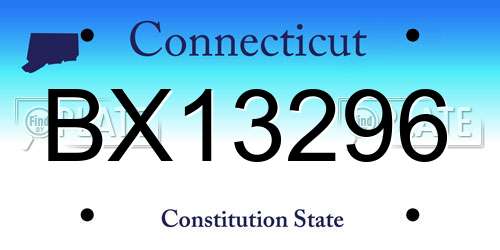 BX13296 Connecticut License Plate