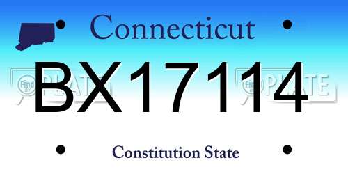 BX17114 Connecticut License Plate