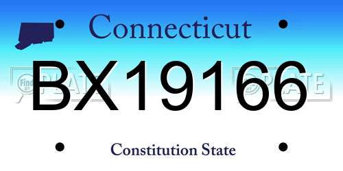 BX19166 Connecticut License Plate