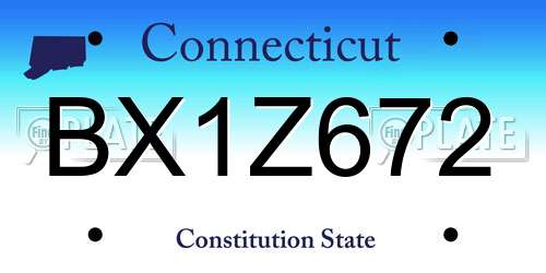 BX1Z672 Connecticut License Plate