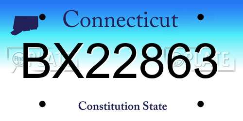 BX22863 Connecticut License Plate