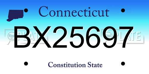 BX25697 Connecticut License Plate