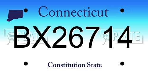 BX26714 Connecticut License Plate
