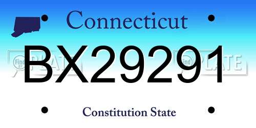 BX29291 Connecticut License Plate