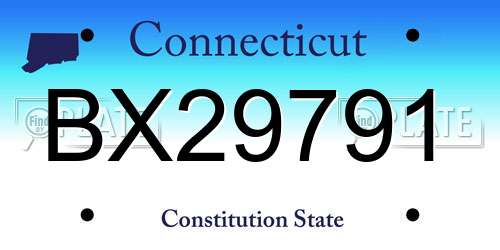 BX29791 Connecticut License Plate