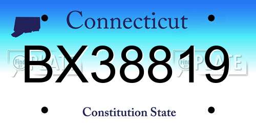 BX38819 Connecticut License Plate