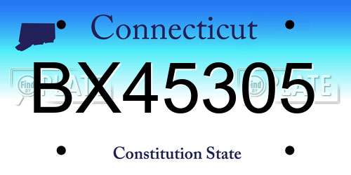 BX45305 Connecticut License Plate