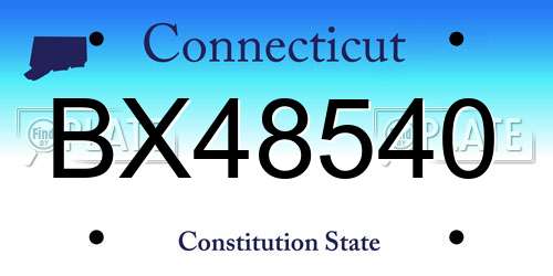 BX48540 Connecticut License Plate