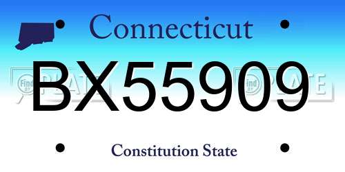 BX55909 Connecticut License Plate
