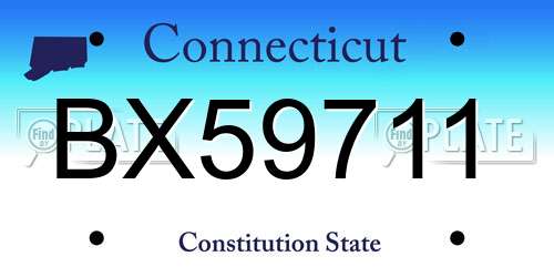 BX59711 Connecticut License Plate