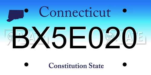BX5E020 Connecticut License Plate