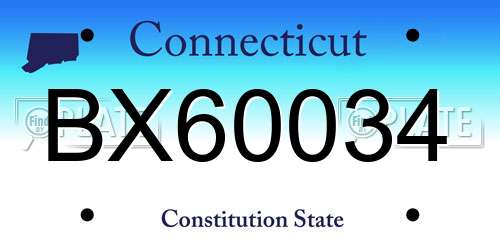 BX60034 Connecticut License Plate
