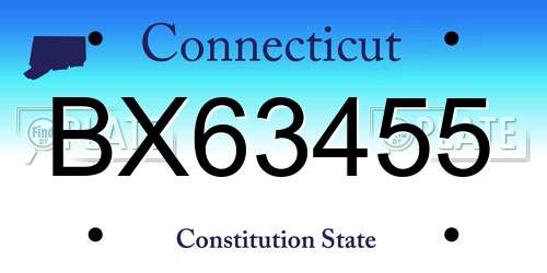 BX63455 Connecticut License Plate