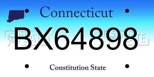 BX64898 Connecticut License Plate