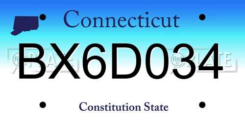 BX6D034 Connecticut License Plate