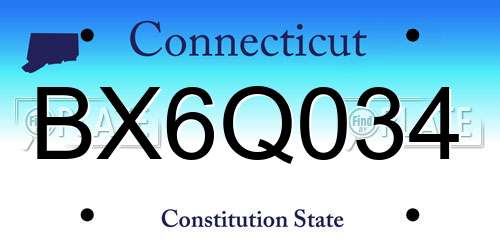 BX6Q034 Connecticut License Plate
