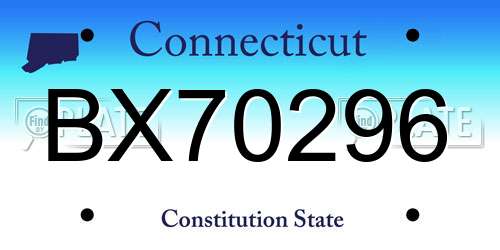 BX70296 Connecticut License Plate