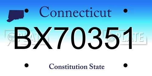 BX70351 Connecticut License Plate