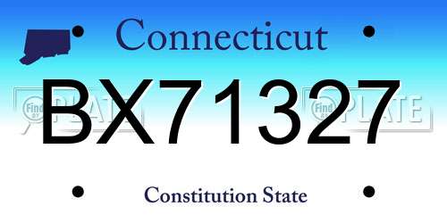 BX71327 Connecticut License Plate