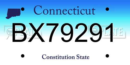 BX79291 Connecticut License Plate
