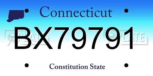 BX79791 Connecticut License Plate