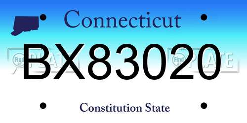 BX83020 Connecticut License Plate
