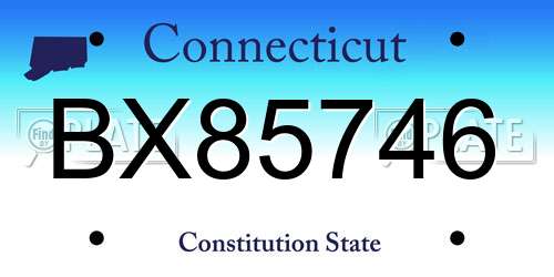 BX85746 Connecticut License Plate